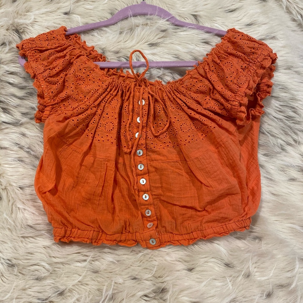 Free People Orange Crop Top